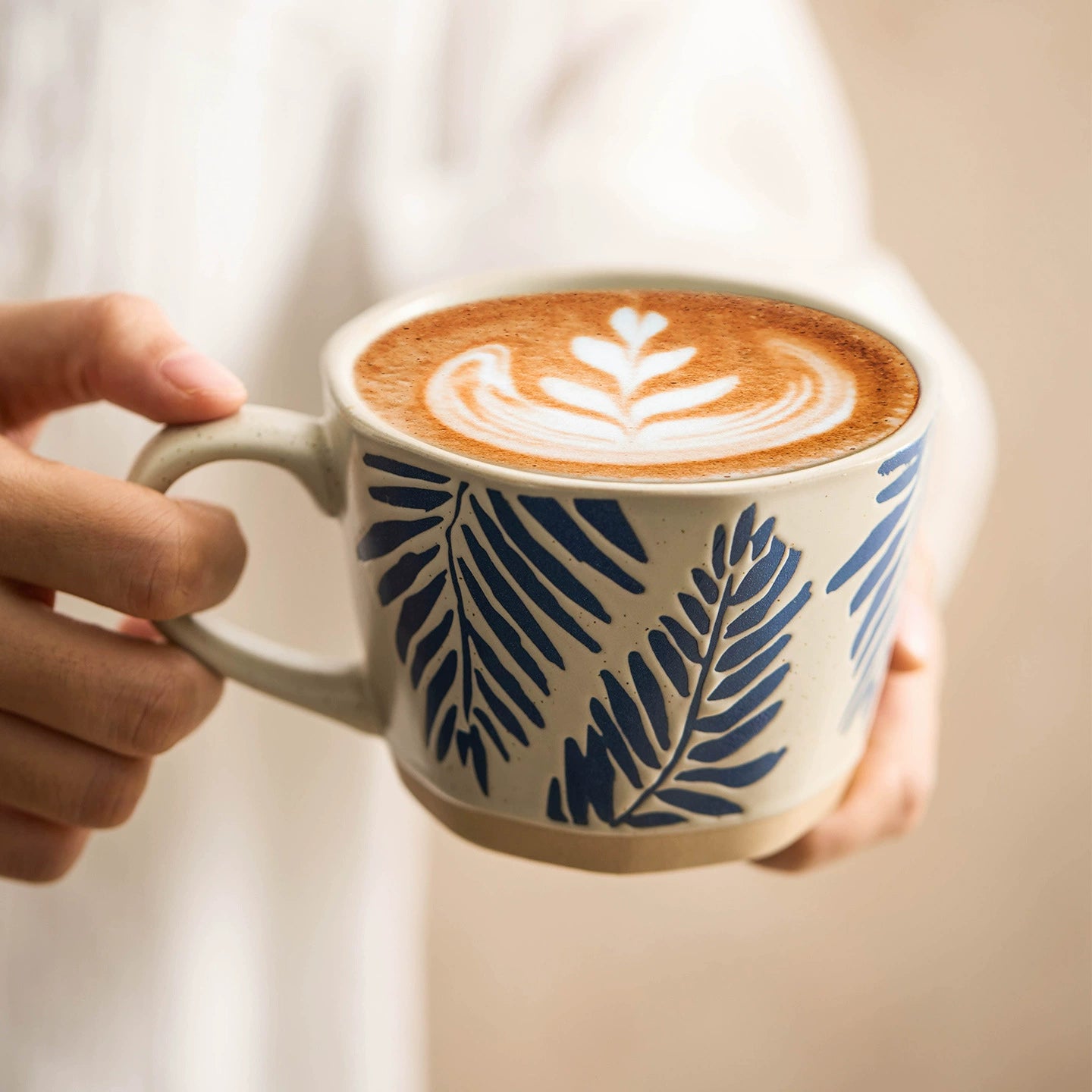 GOSEUNG botanical stoneware mug with hand-painted floral design