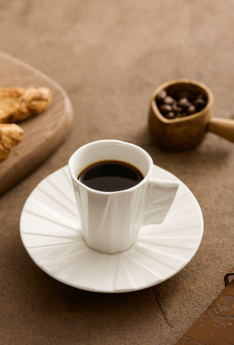 GOSEUNG folded-line ceramic cup showing shadow texture.
