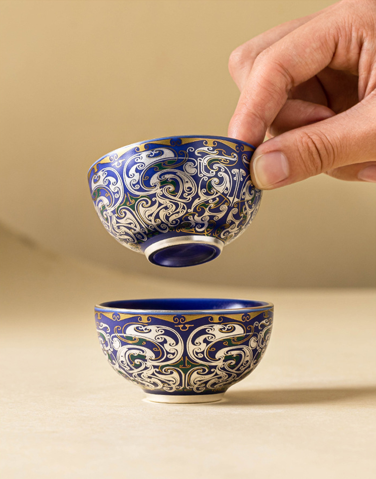 GOSEUNG handcrafted blue porcelain tea bowl — refined and regal