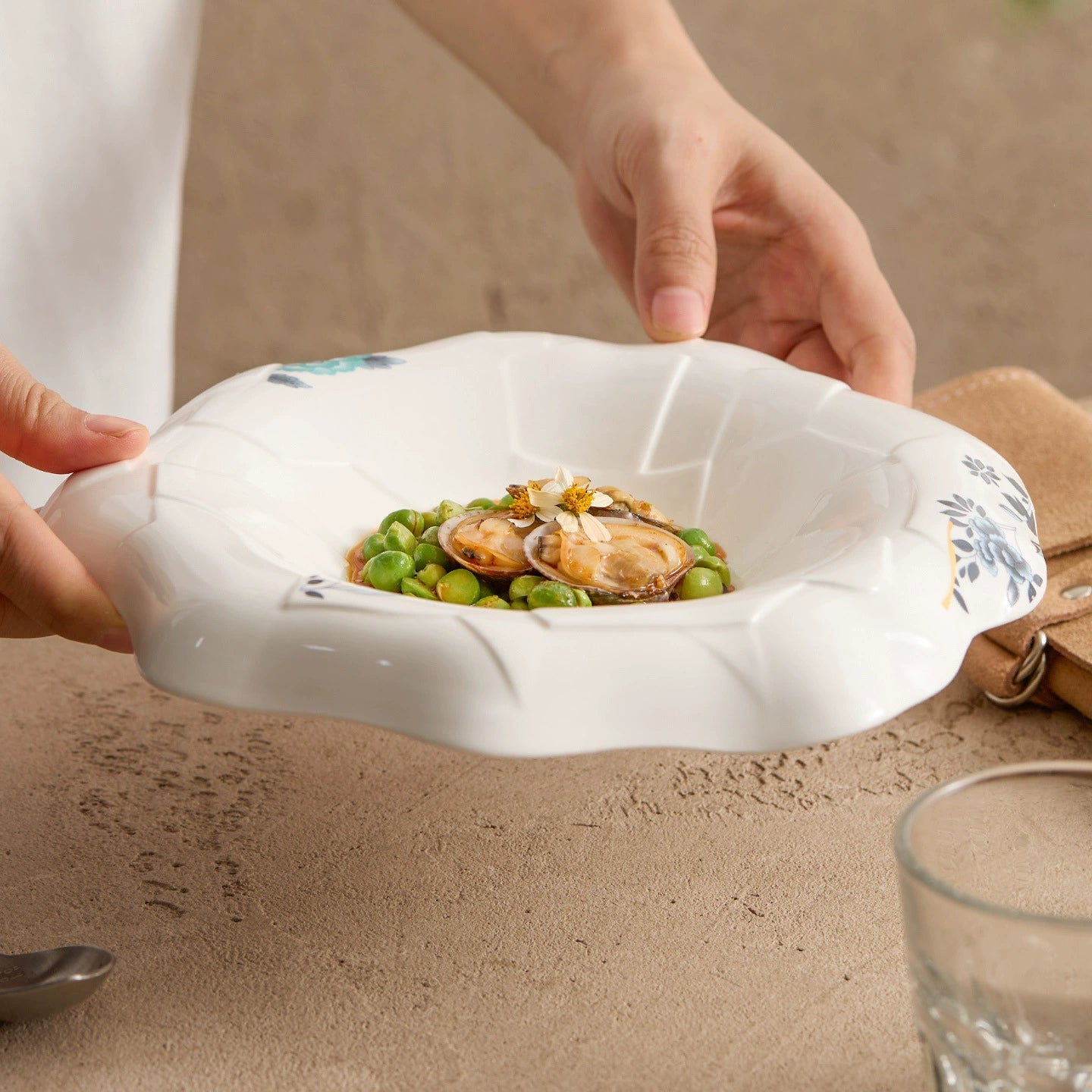 GOSEUNG porcelain dish with sculptural organic shape.