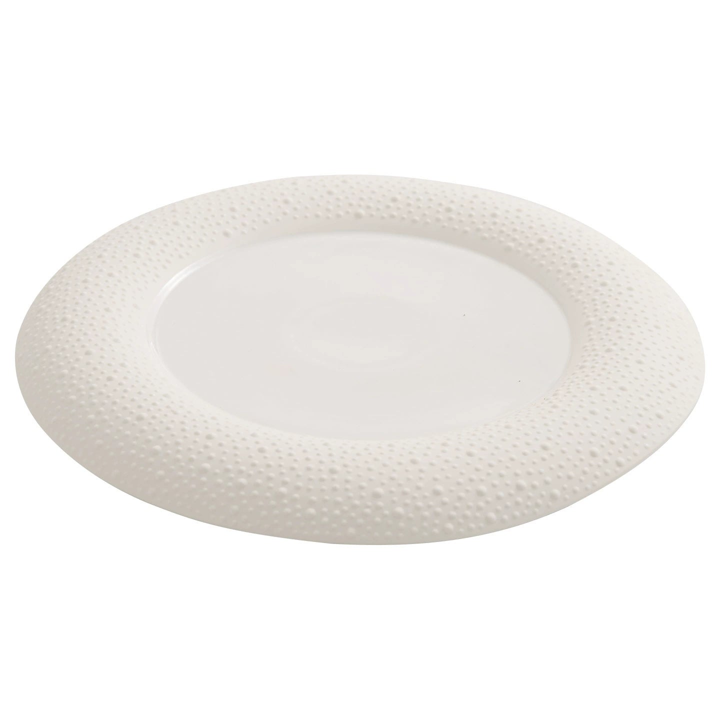 GOSEUNG porcelain plate showcasing calm white tone and tactile rim design.