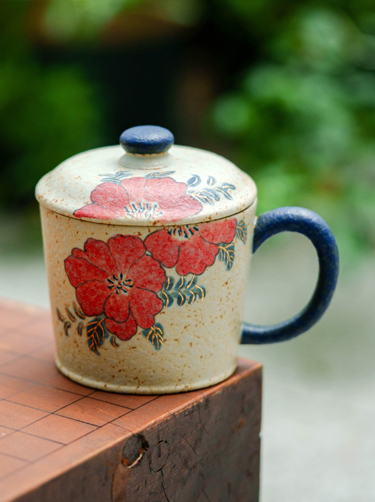 Gift box ceramic mug set with wooden saucer and spoon