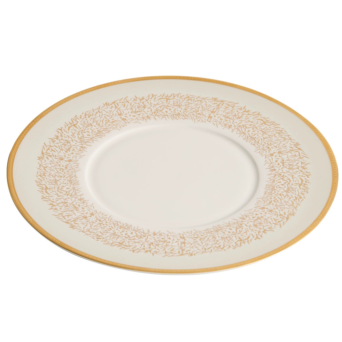 Golden border round dinner plate for upscale dining