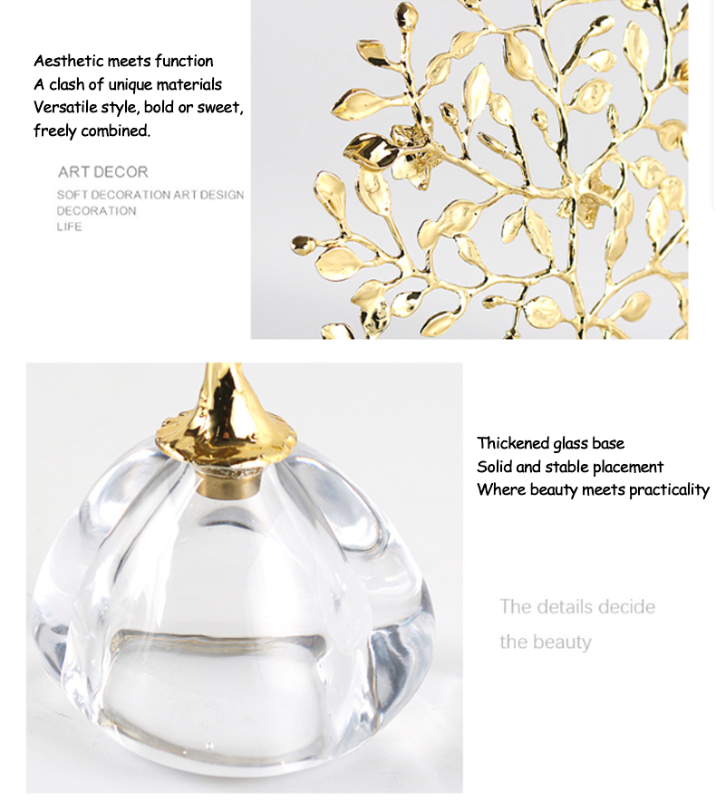 Golden crystal tree centerpiece for dining and coffee tables