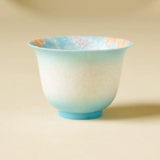 Hand-painted flared rim ceramic tea cup