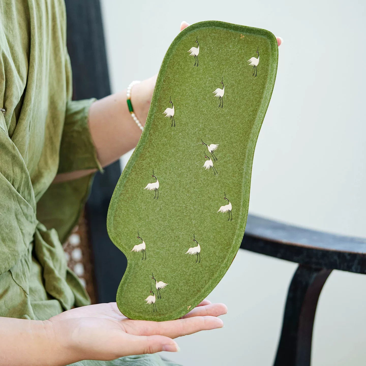 Handcrafted dry tea tray symbolizing balance and serenity