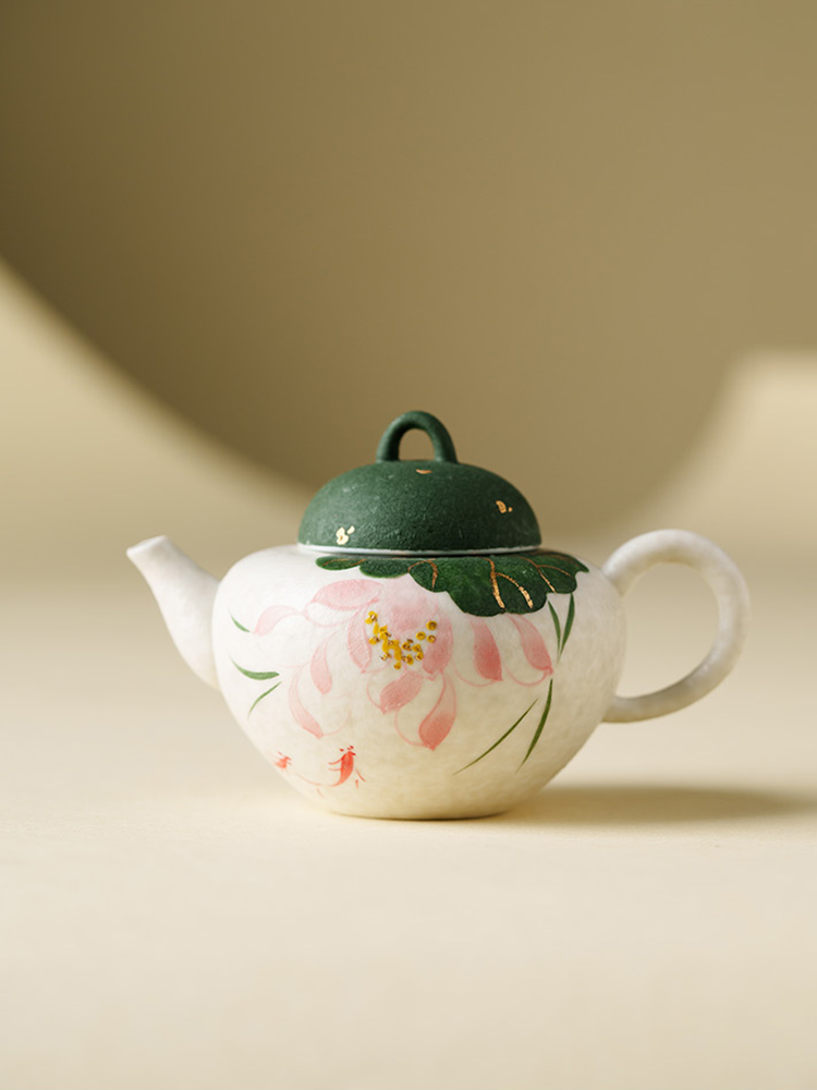 Handmade Chinese ceramic teapot with floral design