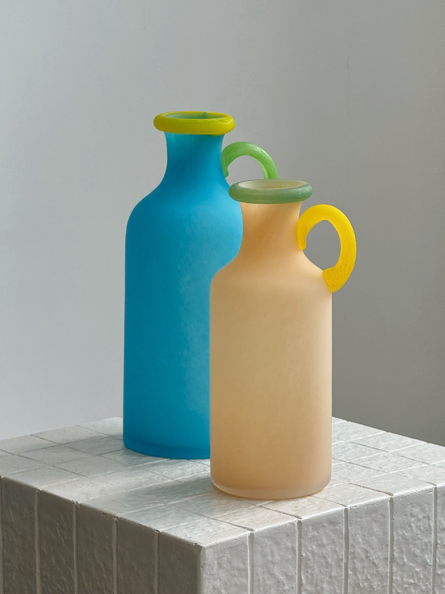 Handmade colorful glass vases for modern interior design