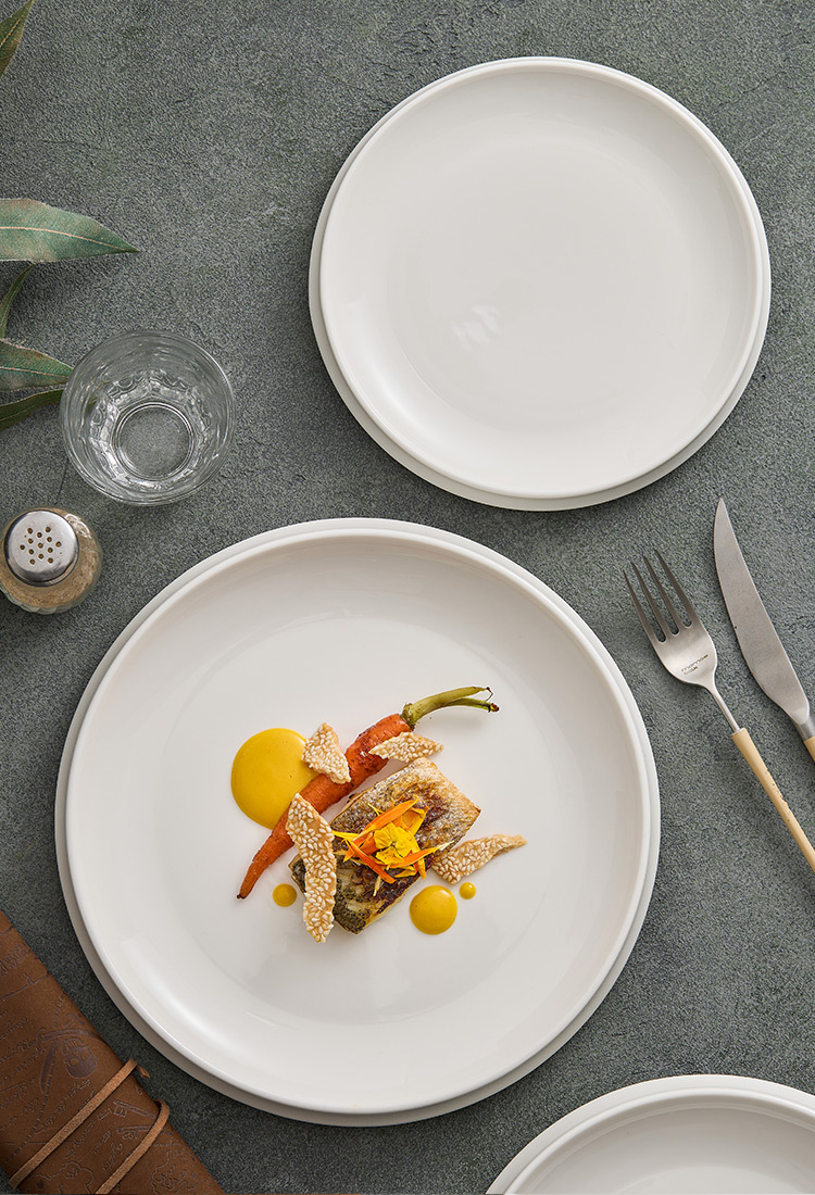 Handmade porcelain dinner plate with glossy glaze