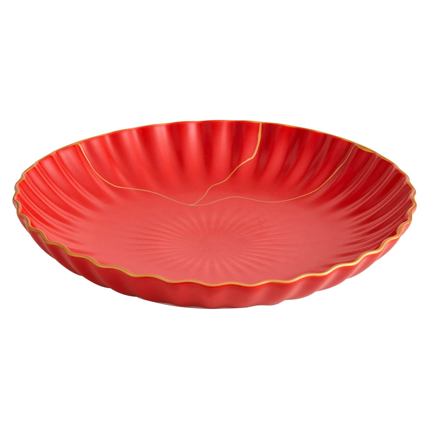 Handmade red ceramic salad bowl with luxury finish