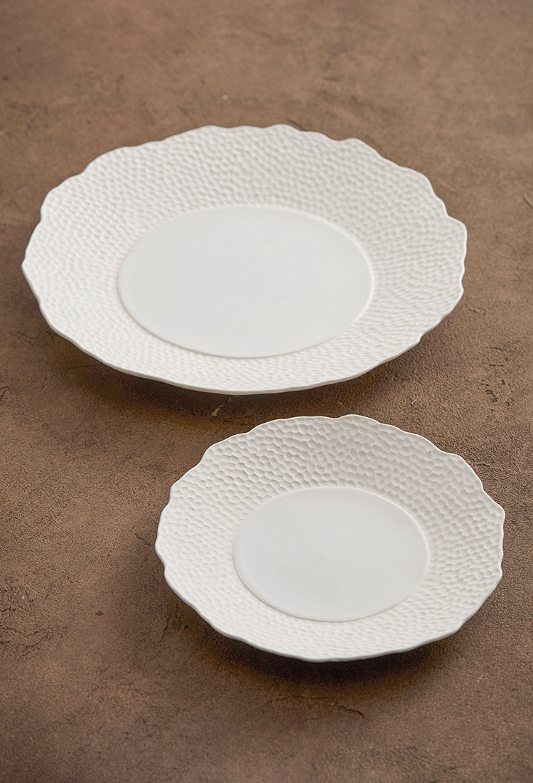 Handmade textured ceramic plate for stylish table setting