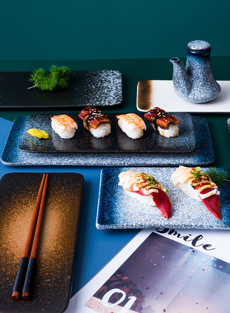 High-temperature fired sushi plate for professional sushi restaurants