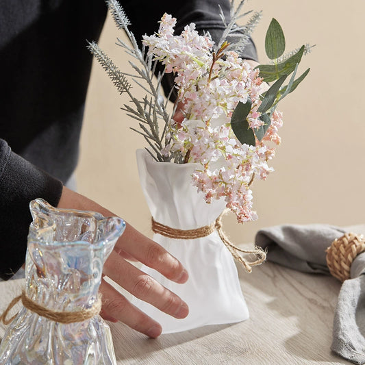 Holographic finish Nordic-style glass flower vase

