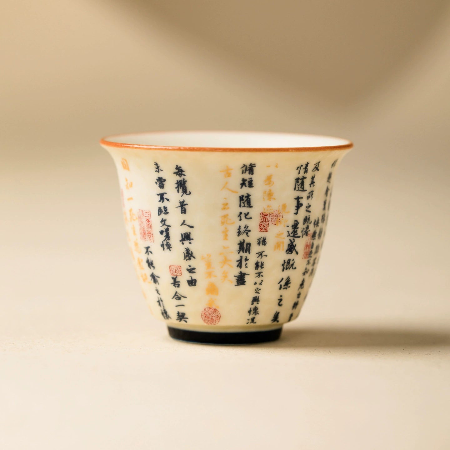 Lantingxu calligraphy flared rim tea cup
