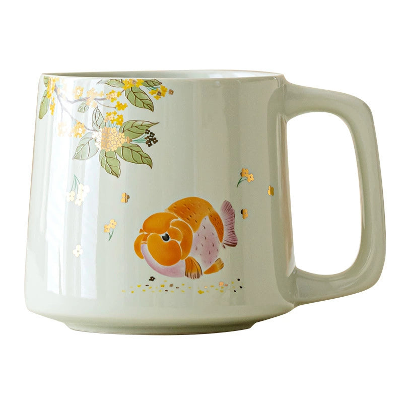 Leisure Mug 360ml — elegant goldfish art in porcelain