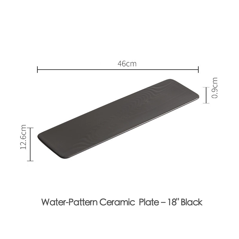 Long ceramic dish for gourmet plating

