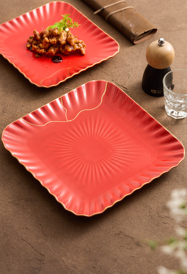 Luxury Asian dining plate with gold detail