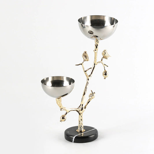 Luxury bird branch decorative bowl stand with golden design