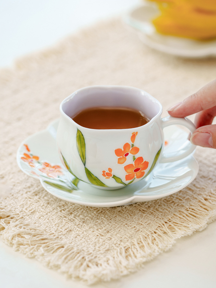 Luxury orange blossom porcelain tea set for afternoon tea