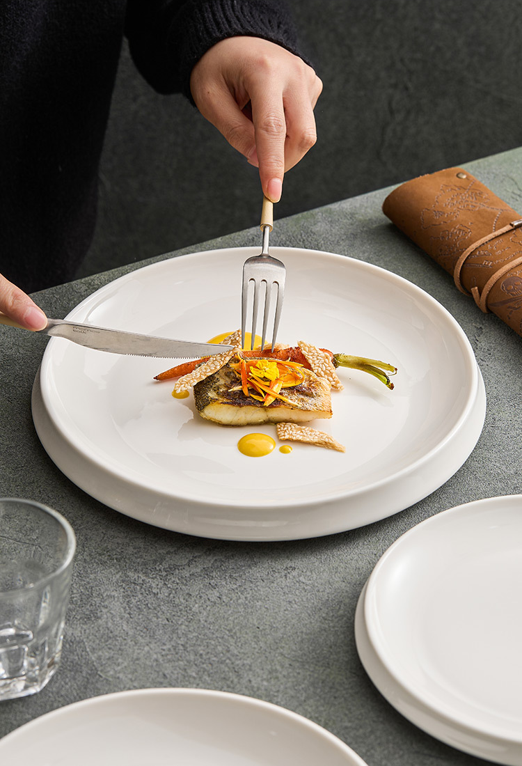 Minimal design porcelain plate in 7.9 8.6 9.8 inch sizes