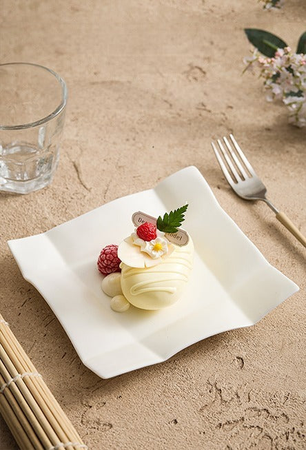 Minimal square plate with smooth matte glaze finish