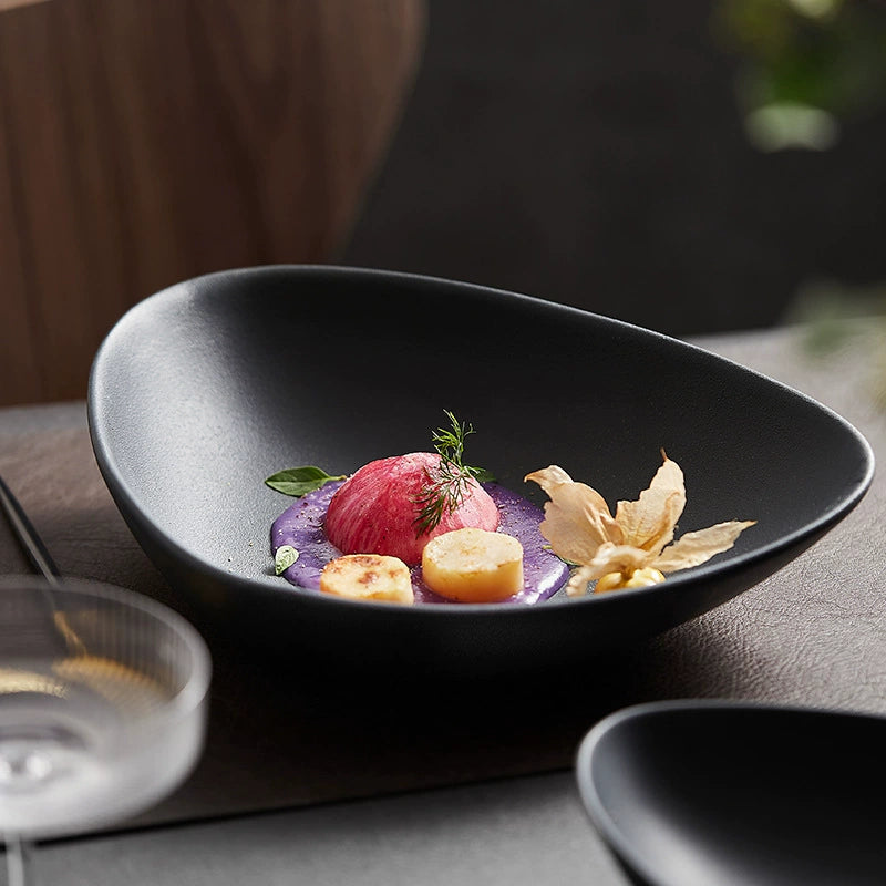 Minimalist Nordic style ceramic dinner plate for gourmet meals