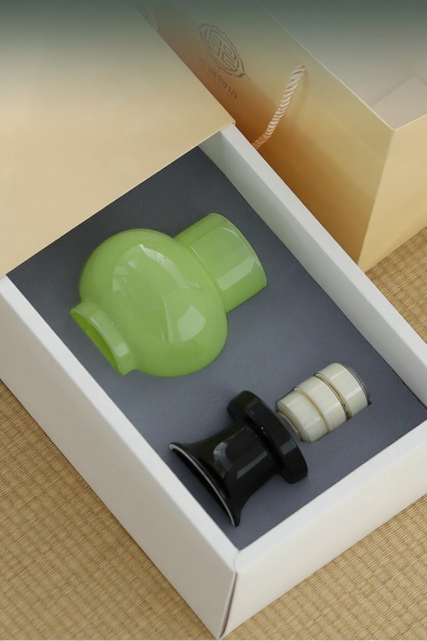 Minimalist aromatherapy glass lamp enhancing relaxation and tranquility.