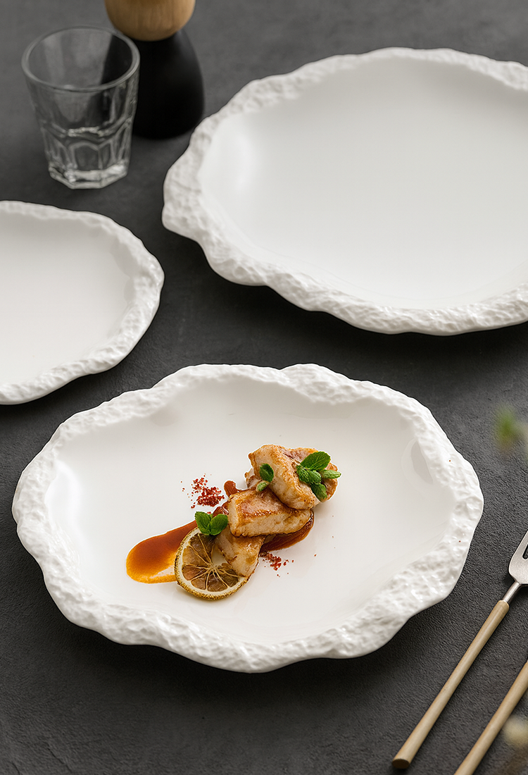 Minimalist ceramic dish for hotel, restaurant, and home dining