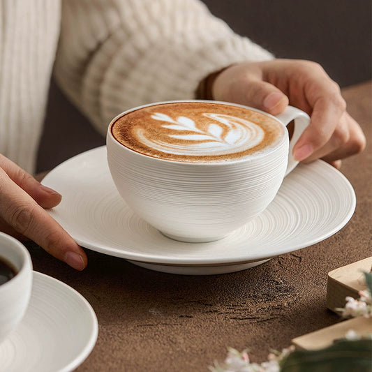 Minimalist coffee cup set with brushed finish

