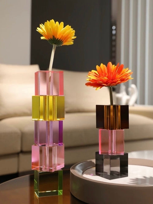 Minimalist cube vase ideal for single stems or display