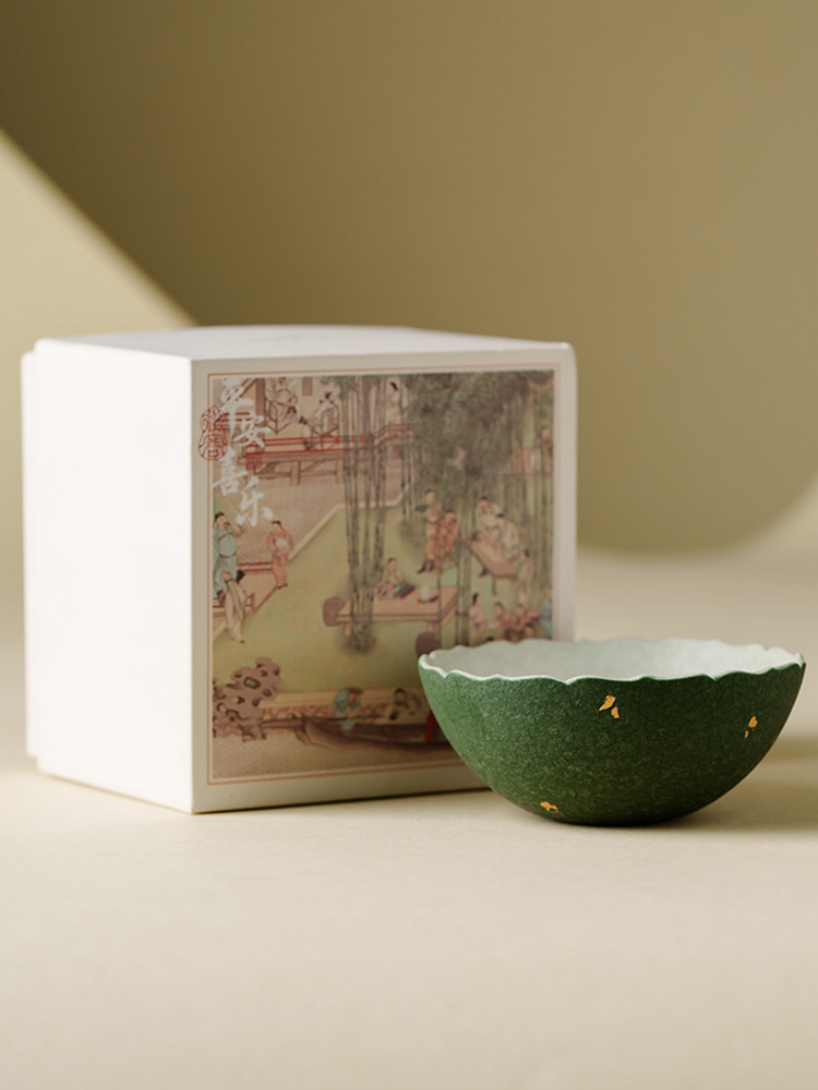 Minimalist green ceramic tea cup for daily tea