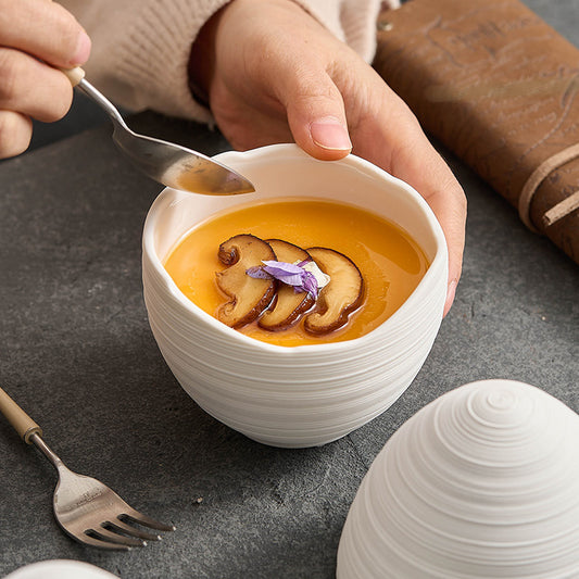 Minimalist line pattern ceramic stew pot in two sizes

