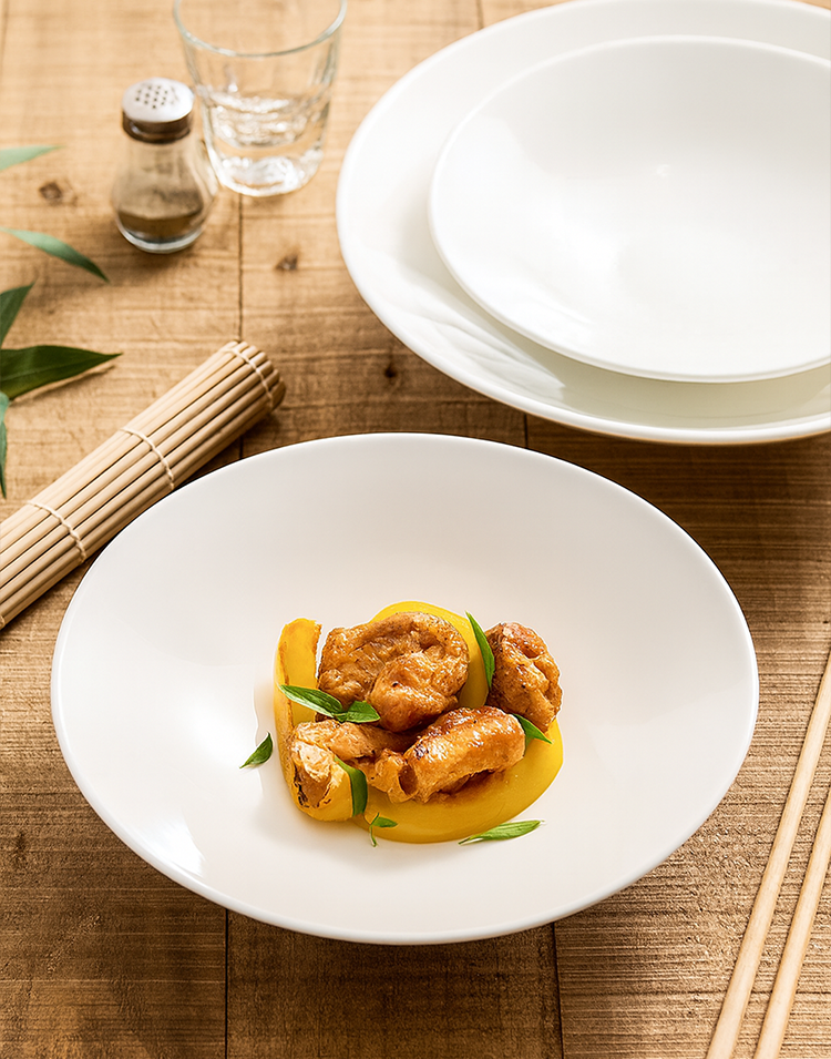 Minimalist round ceramic serving dish