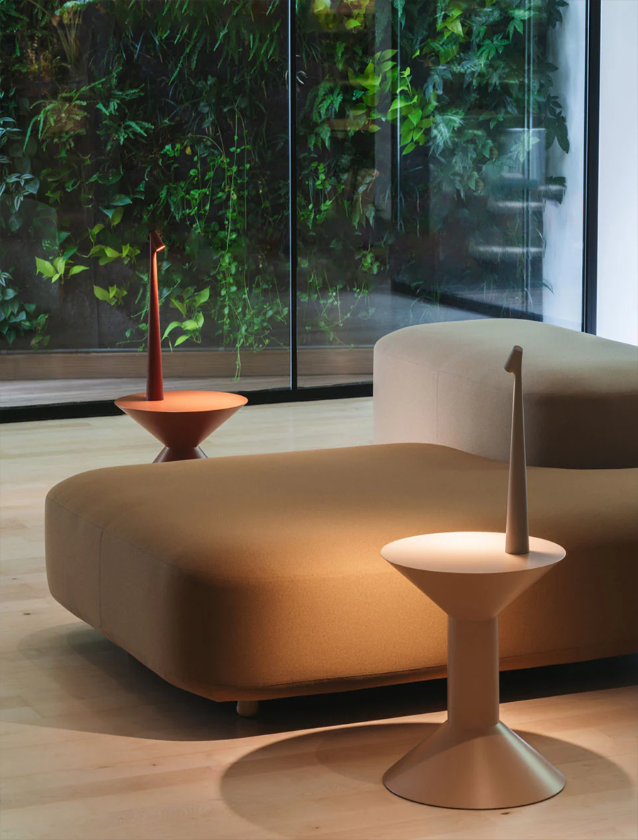 Minimalist sculpting light featured in refined Nordic interior