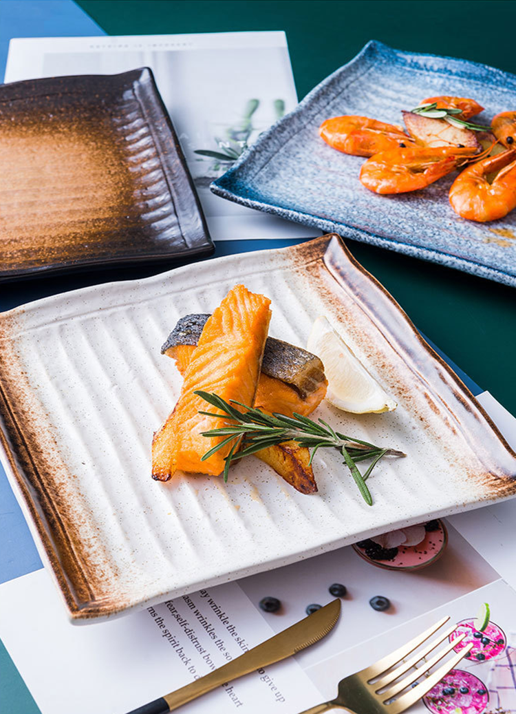 Minimalist square plate ideal for tasting menu presentations