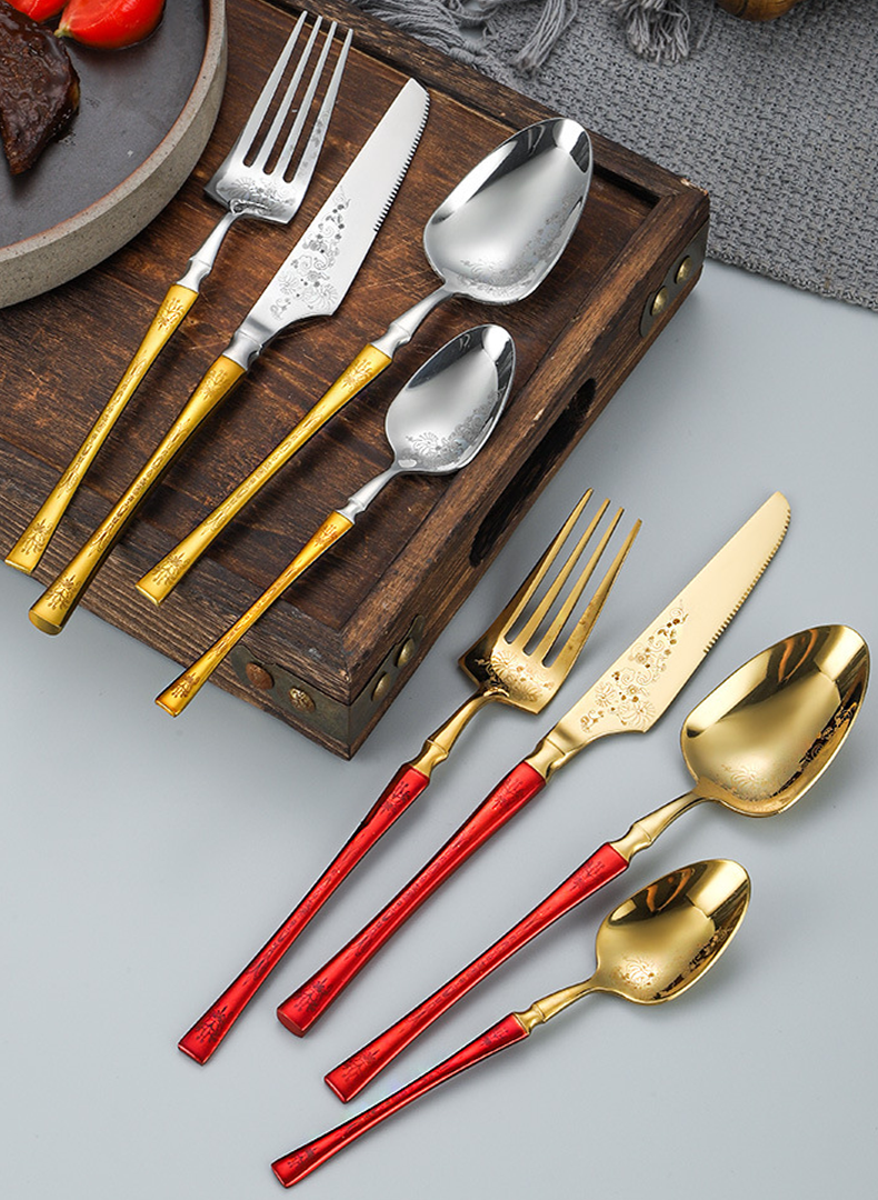 Modern 304 stainless steel knife and fork set