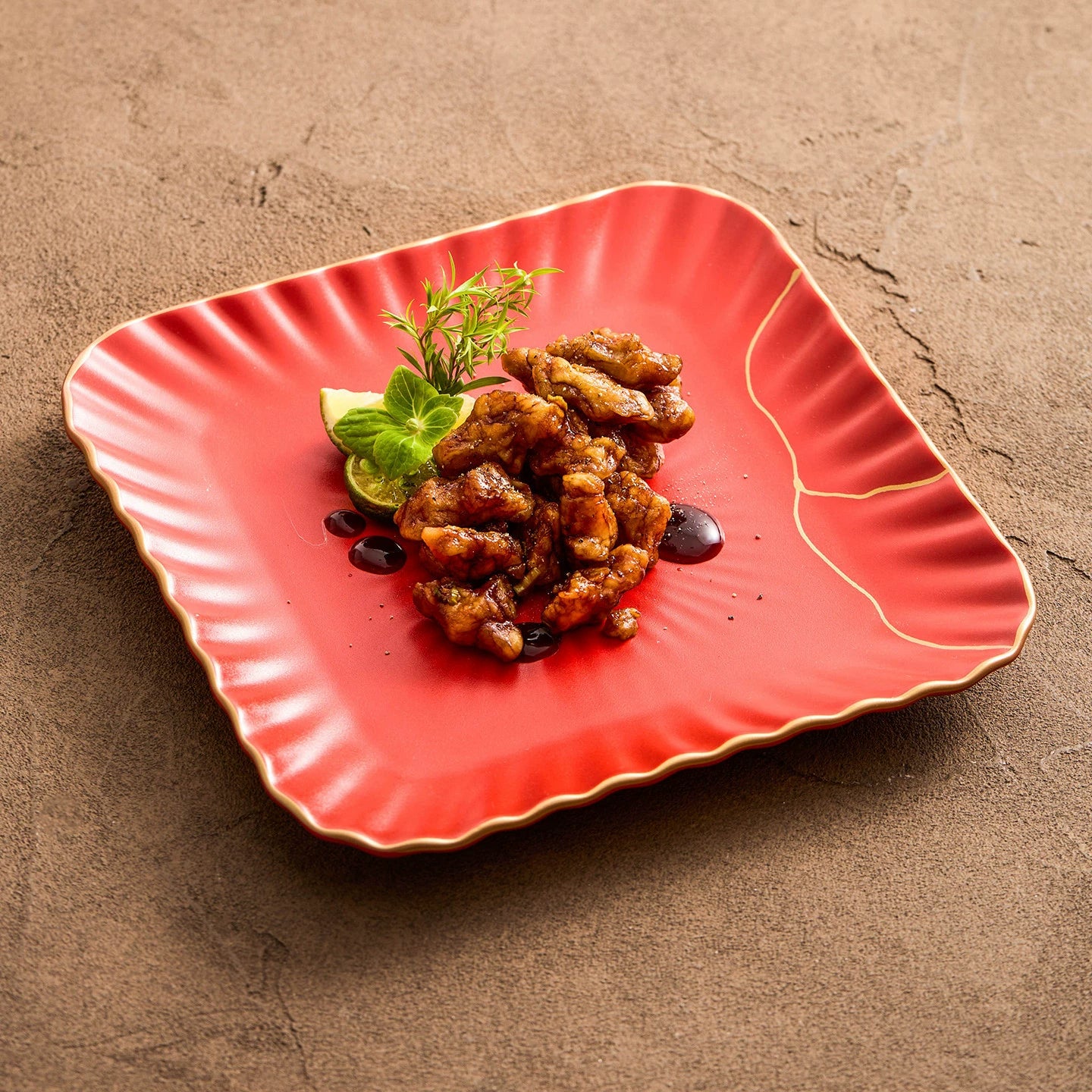 Modern Asian red glazed tableware