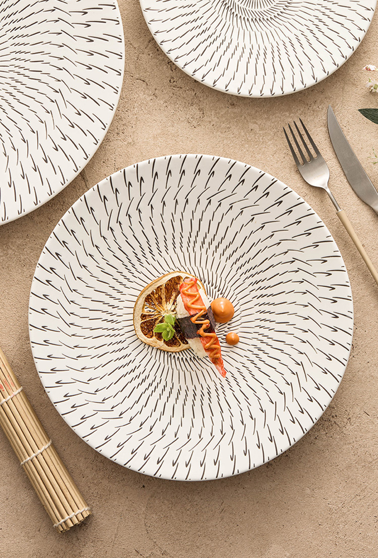 Modern ceramic plate used for fusion or European cuisine presentation