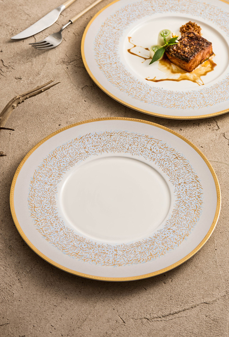 Modern luxury dinnerware featuring hand-painted accents