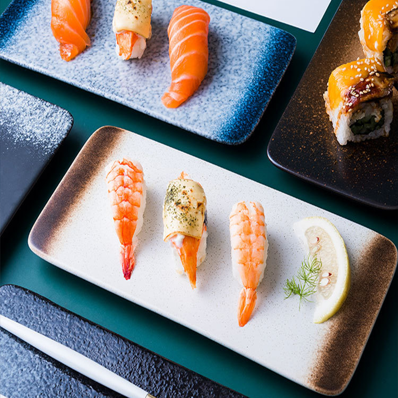 Modern rectangular sushi serving plate for Japanese cuisine
