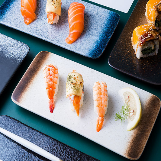 Modern rectangular sushi serving plate for Japanese cuisine