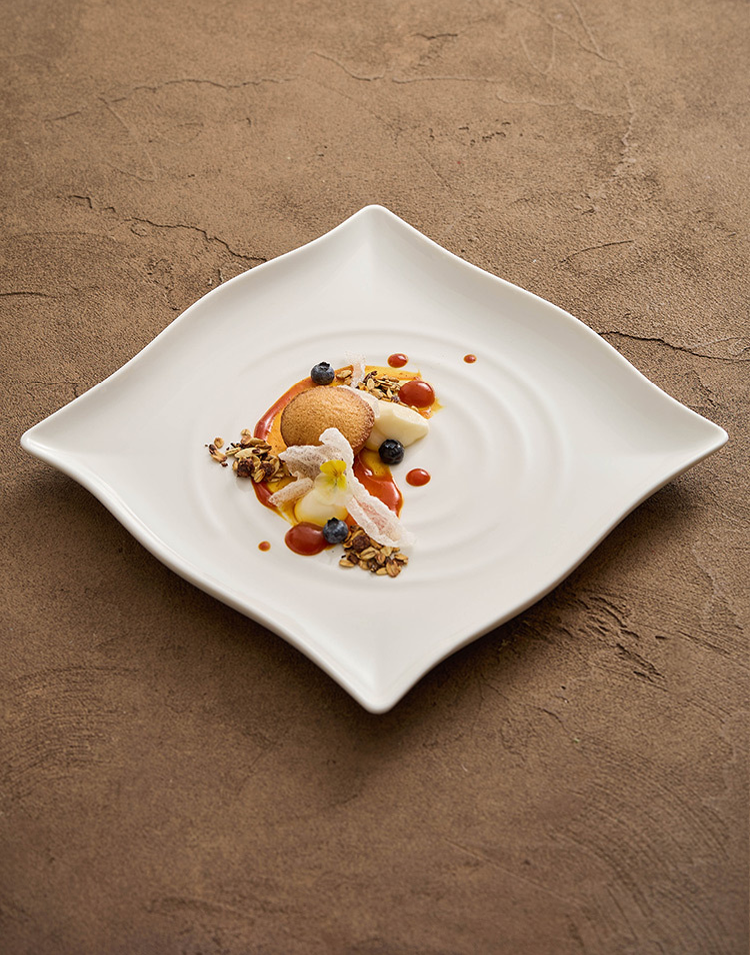 Modern ripple plate featuring soft square geometry