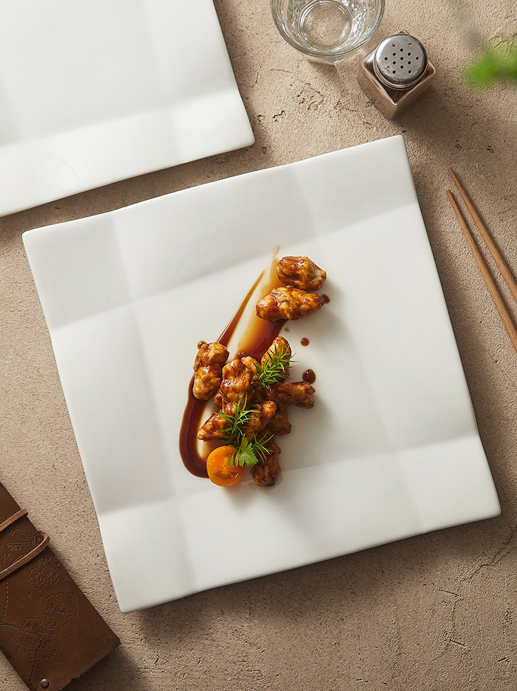 Modern sculptural ceramic plate for artistic food presentation