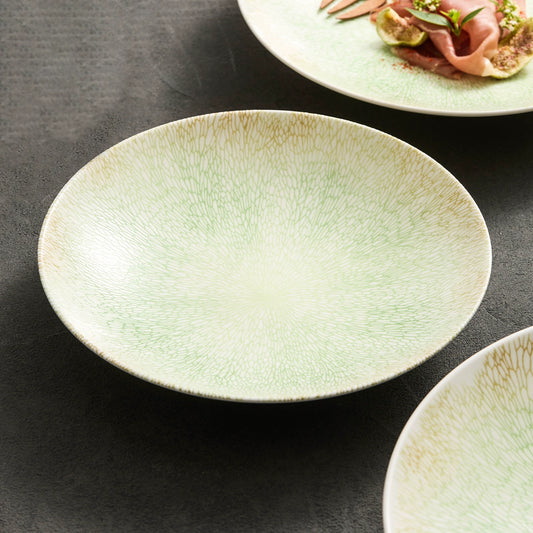 Modern shallow bowl with radial textured design