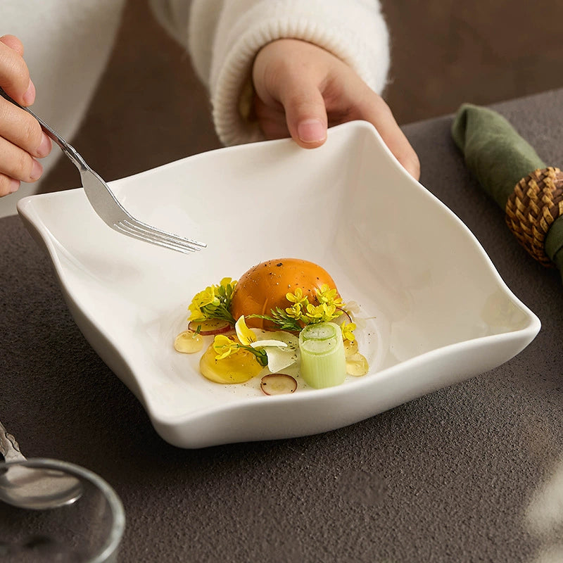 Modern swirl textured ceramic dish