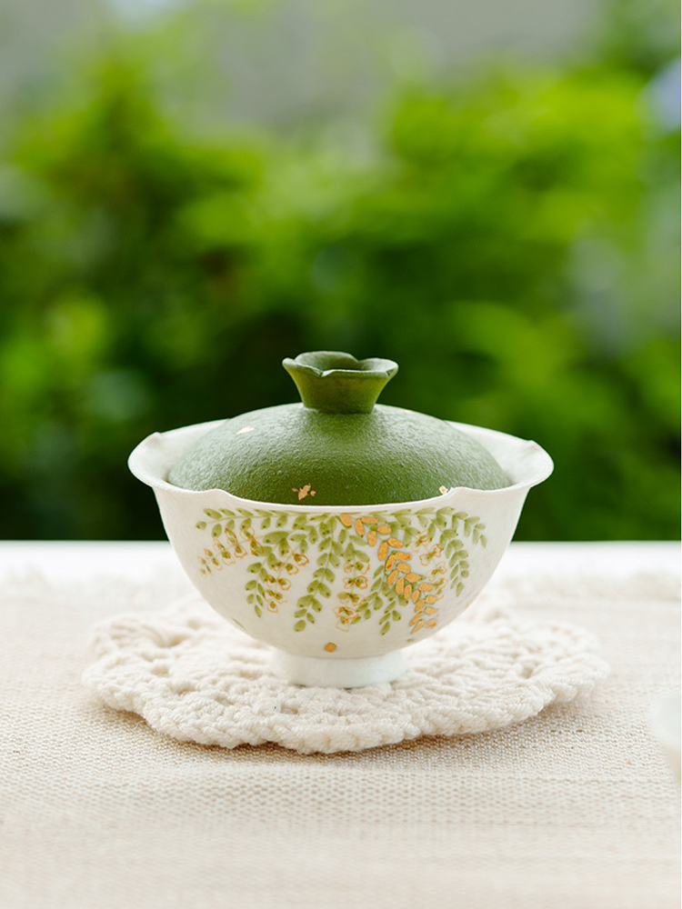 Nature inspired ceramic gaiwan handmade