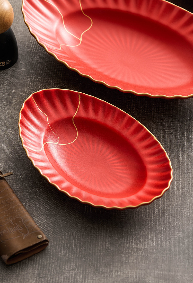 Oriental-style serving dish with gilded detail