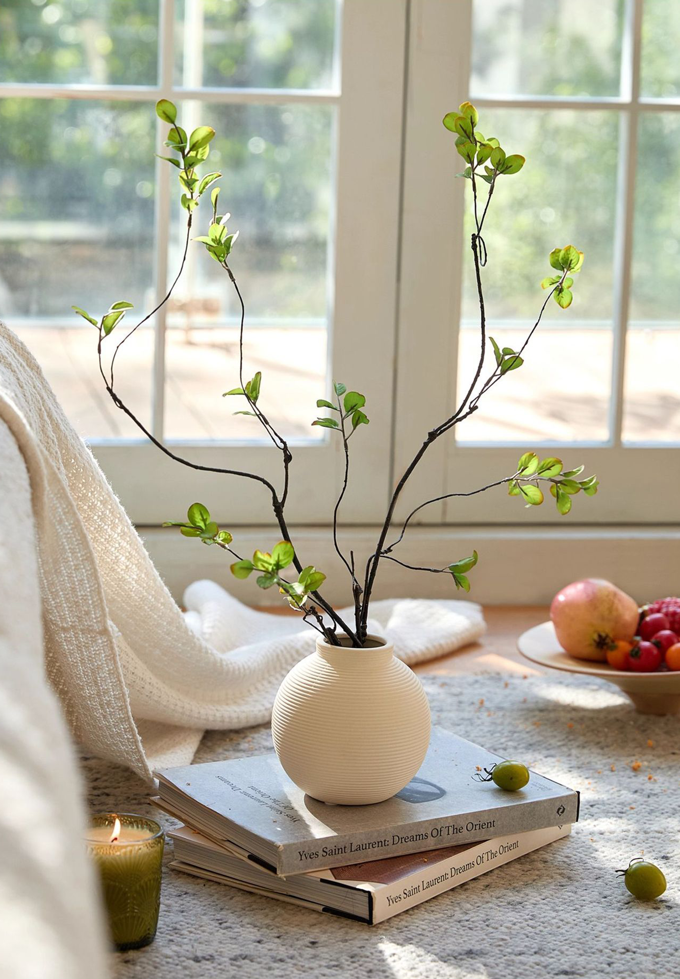 Pair of neutral ceramic vases in soft lighting