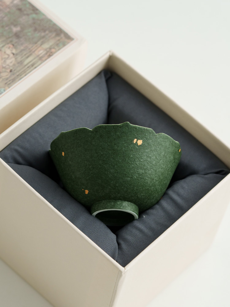 Petite green ceramic teacup for Chinese tea