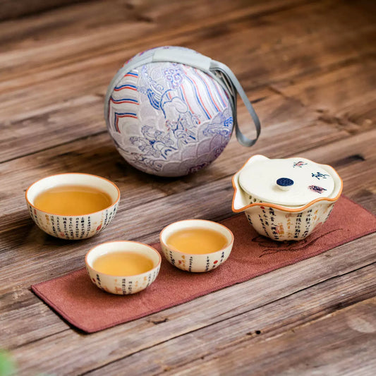 Portable Chinese calligraphy teaware set